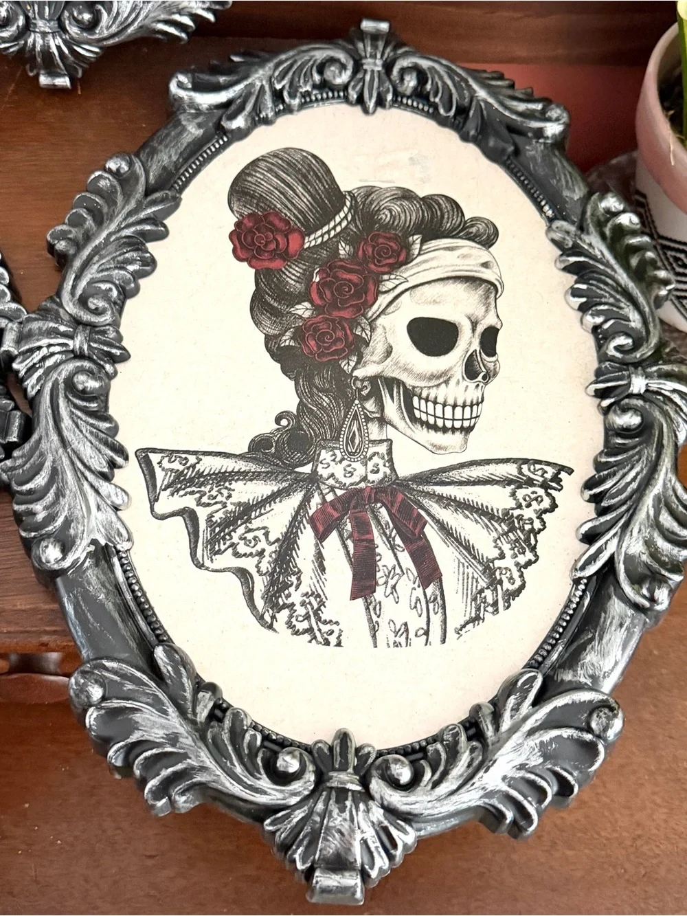 Victorian Framed Halloween Skeleton Man Woman Portait Snake Rose Spooky Wall Art